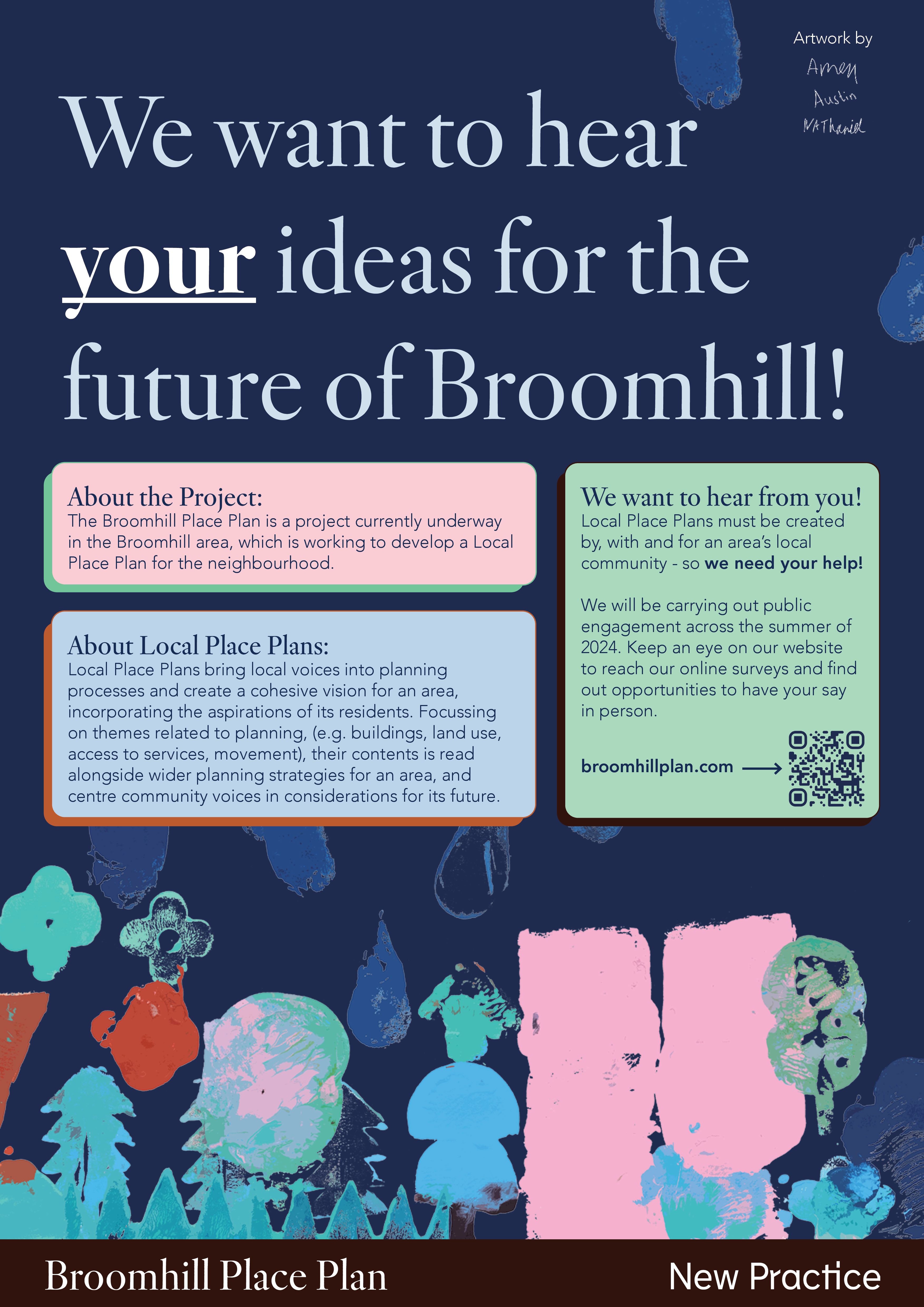 We need your input for Broomhill's future! Share your ideas in our first public engagement round for the Local Place Plan. Visit www.broomhillplan.com for details and our online survey.
